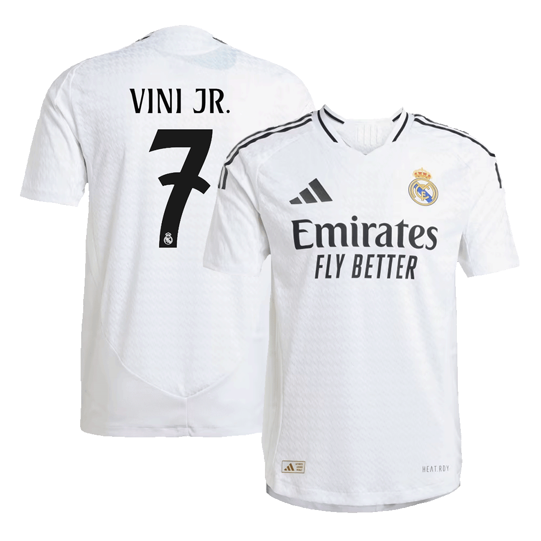 Men Real Madrid Home #7 Vini JR Authentic white Soccer Jersey 2024 25
